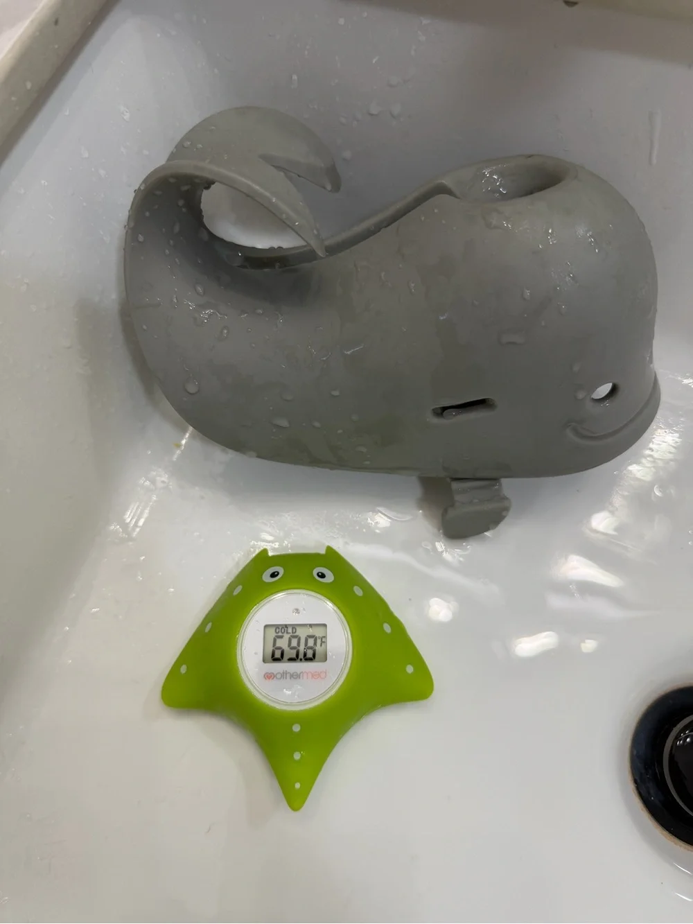 Baby bath safety bundle - whale faucet cover & digital water thermometer
